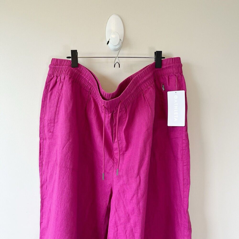 Athleta Retreat Wide Leg Linen Pants Pink Travel Women’s Size 3X NWT’s - Picture 7 of 15